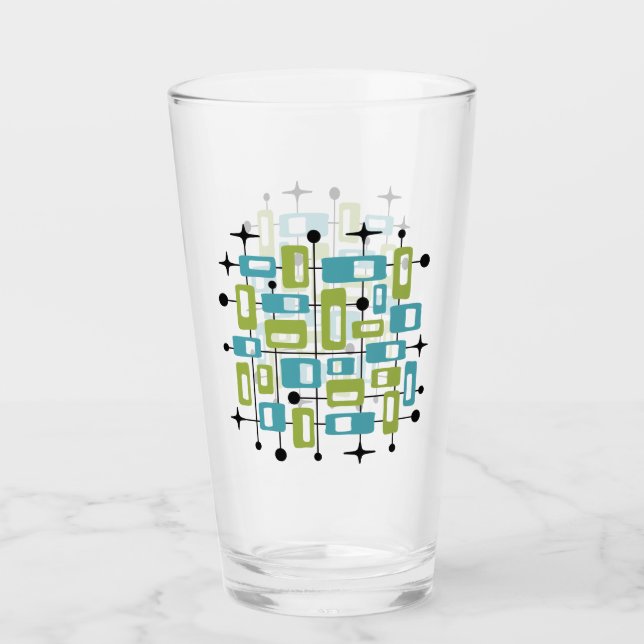 Färgrik Retro Mid Century Modern Atomisk Abstrakt Glaskopp (Framsida)