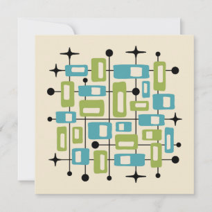 Färgrik Retro Mid Century Modern Atomisk Abstrakt Inbjudningar