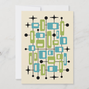 Färgrik Retro Mid Century Modern Atomisk Abstrakt Inbjudningar
