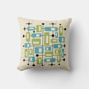Färgrik Retro Mid Century Modern Atomisk Abstrakt Kudde