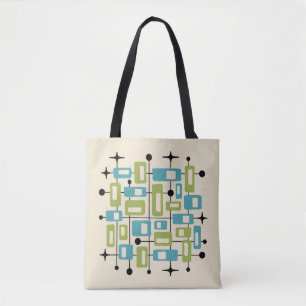 Färgrik Retro Mid Century Modern Atomisk Abstrakt Tygkasse