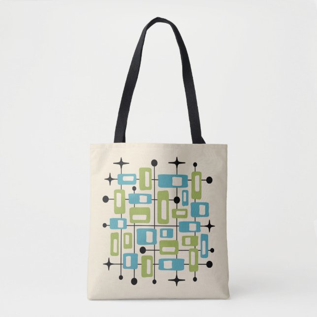Färgrik Retro Mid Century Modern Atomisk Abstrakt Tygkasse (Framsida)