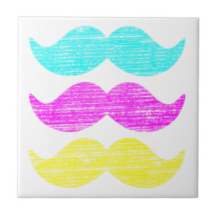 Färgrik Retro Moustache Mönsterdesign Kakelplatta