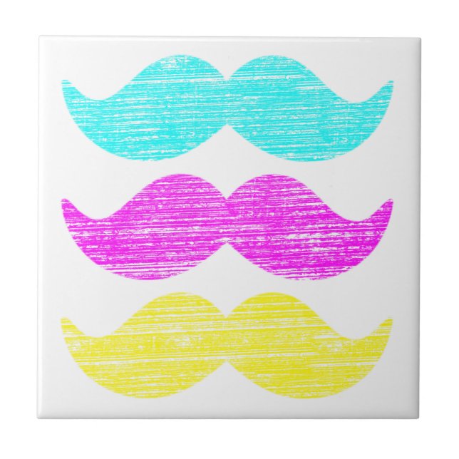 Färgrik Retro Moustache Mönsterdesign Kakelplatta (Framsidan)