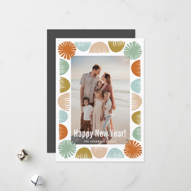 Färgrik Retro Ram Foto Julkort (Fram/Back In Situ)