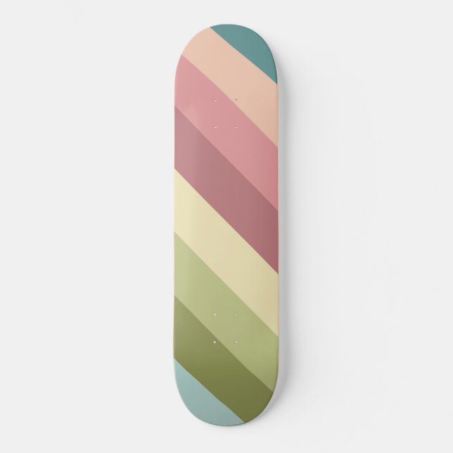 Färgrik Retro Randigt Mönster Mini Skateboard Bräda 18,5 Cm (Framsida)