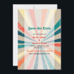 Färgrik Retro Regnbåge Solstråle Bröllop Spara Datumet<br><div class="desc">En vacker 70-talsinspirerad färgrik retro regnbåge solstråle design. Ett minimalistiskt vintage utseende bröllop sparar datum-kort med groovy mönster och retro färgpalett för alla som älskar randiga mönster,  retro färgpalett slitna designs etc. Matchande bröllopsinbjudningar och andra brevpapper finns också tillgängliga.</div>