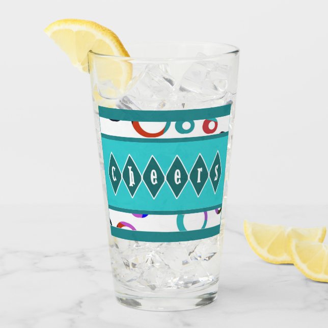 Färgrik Retro ringMCM-stil Glaskopp (Framsida Ice)