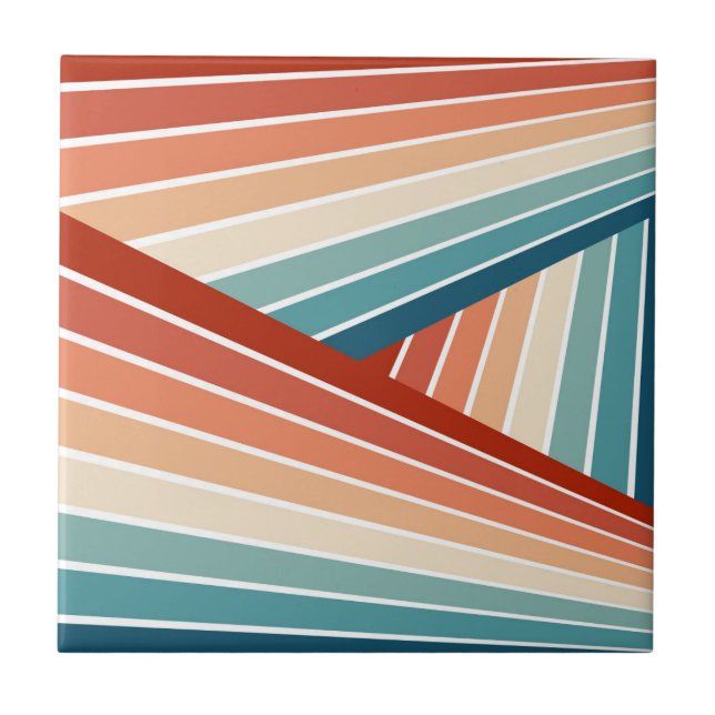 Färgrik retro stil diagonal regnbågsdesign kakelplatta (Framsidan)