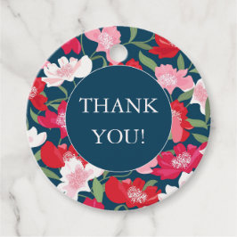 Färgrik röd blommig blå tack gåvor etiketter