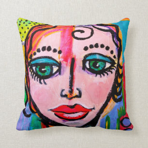 Färgrik röd bomullsdekorativ kudde 16x16 med