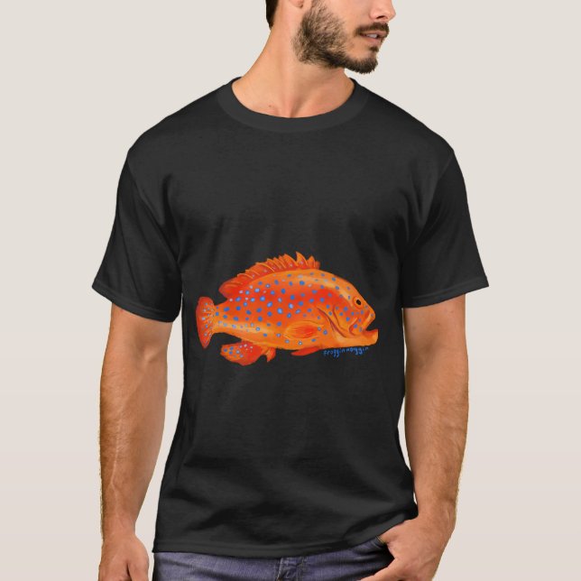 Färgrik röd grouperfisk t shirt (Framsida)