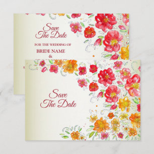 Färgrik Röd Gul Rosa Trädgård Blommig Bröllop Spara Datumet