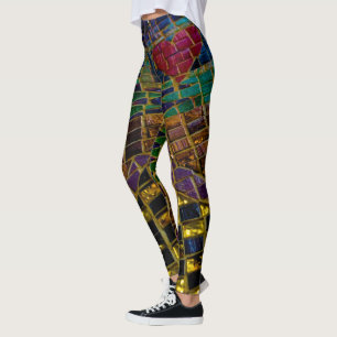 Färgrik Röd Hjärtmosaik Leggings