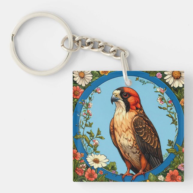 Färgrik rödfotad falk fågel (Framsidan)