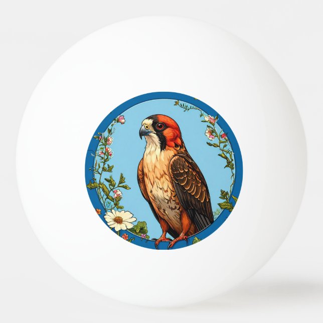 Färgrik rödfotad falk Fågel Pingisboll (Framsidan)