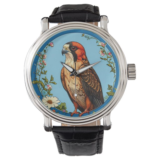Färgrik rödfotad falken fågel armbandsur (Framsida)