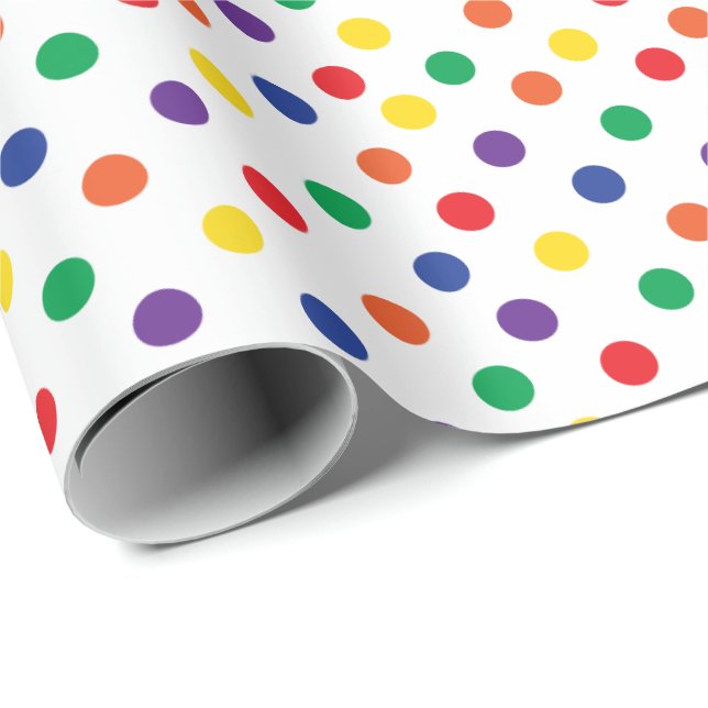 Färgrik rolig polka dots presentpapper (Rullad Hörn)