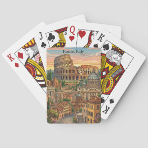 Färgrik Rom Italien Colosseum Vintage Resa Konst Casinokort