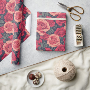 Färgrik Ros Blomma Retro Presentpapper