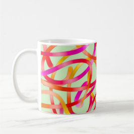 Färgrik rosa- och orangeabstraktdesign kaffemugg