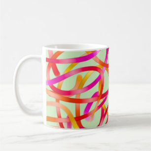 Färgrik rosa- och orangeabstraktdesign kaffemugg