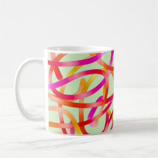 Färgrik rosa- och orangeabstraktdesign kaffemugg