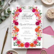 Färgrik rosa & orange blomsterträdgårds bröllopsdu