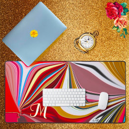 Färgrik Rosa Röd Guld Monogram Flytande Abstrakt