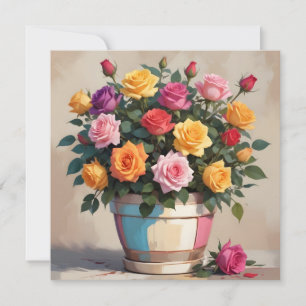 Färgrik rosbouquet inbjudningar