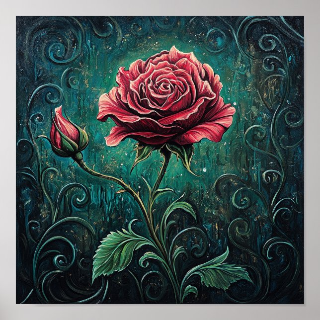 Färgrik Rose Botanisk Väggdekoration Hem Inredning Poster (Framsidan)