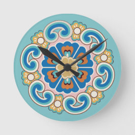 Färgrik Rosset med Ruyi-molnmonster Rund Klocka