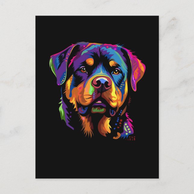 Färgrik Rottweiler Vykort (Framsida)