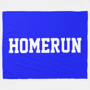 Färgrik Royal Blå Sportig Vit HOMERUN Text  Fleecefilt