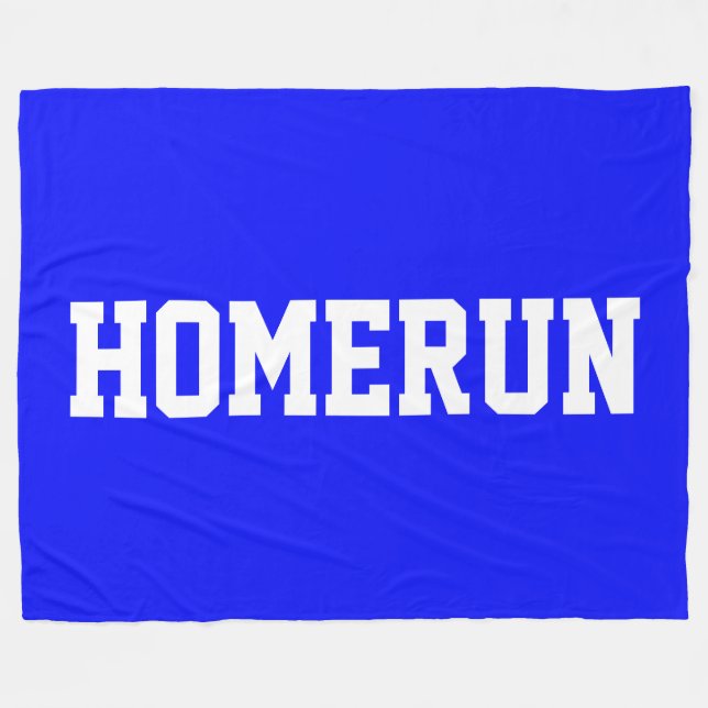 Färgrik Royal Blå Sportig Vit HOMERUN Text  Fleecefilt (Framsidan (Horisontell))