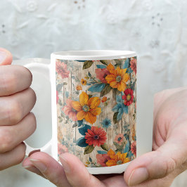 Färgrik Rustik Blomma Kaffemugg