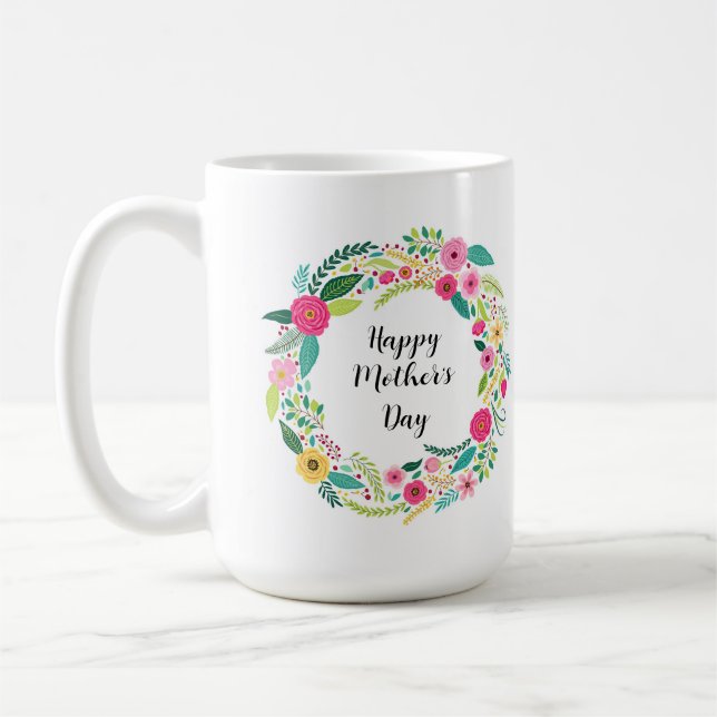 Färgrik rustik blomsterkrans kaffemugg (Vänster)
