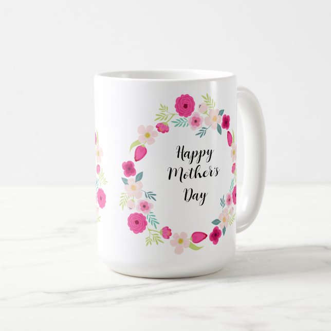 Färgrik rustik blomsterkrans kaffemugg (Framsida höger)