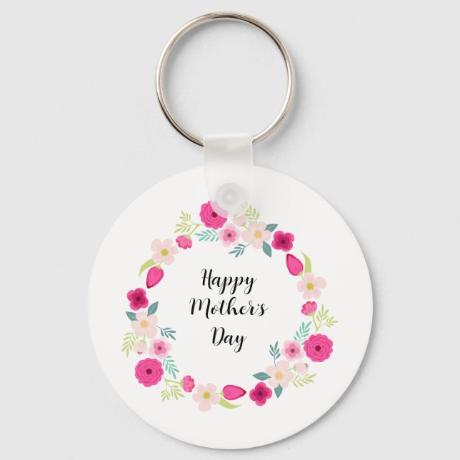 Färgrik rustik blomsterkrans nyckelring (Framsida)