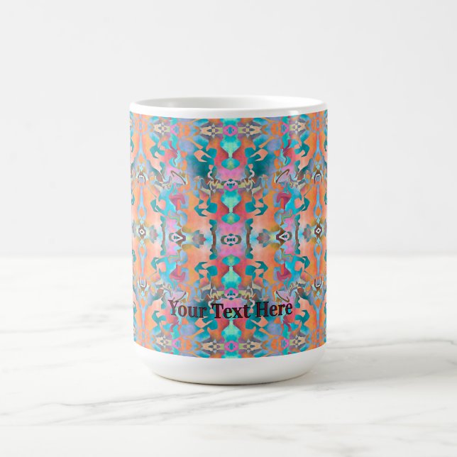 Färgrik Rustik Boho Abstrakt Konst Mönster Kaffemugg (Center)