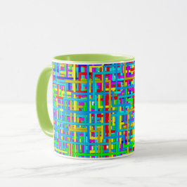 Färgrik rutig kaffe mugg