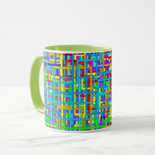 Färgrik rutig kaffe mugg (Framsida vänster)