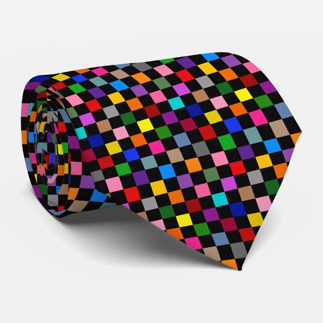 Färgrik Rutig Mönsterdesign Svart  Slips (Rullad)