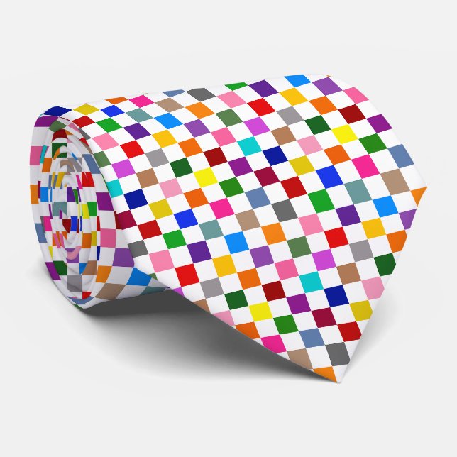 Färgrik Rutig Mönsterdesign Vit  Slips (Rullad)