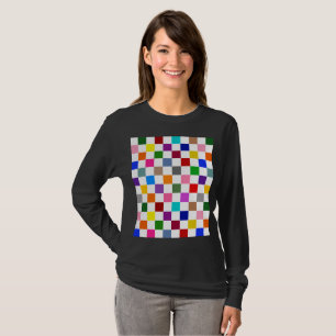 Färgrik Rutig Mönsterdesign Vit  T Shirt