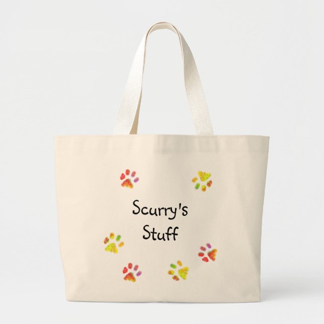 Färgrik saker för tass avtryckpersonlighusdjuret jumbo tygkasse (Framsidan)