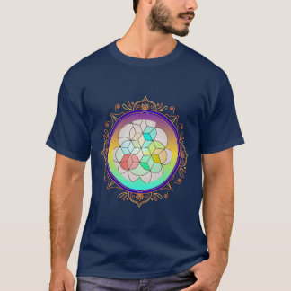 Färgrik Sakral Geometri Mandala Isometrisk Kub Ar T Shirt