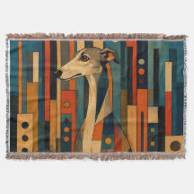 Färgrik Saluki Folk Art Geometrisk Hund Mönster