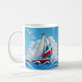 Färgrik segelbåtsäventyr kaffemugg