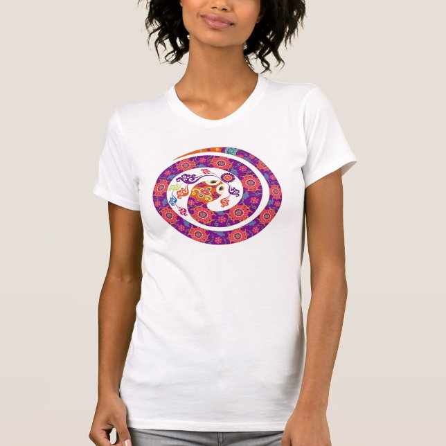 Färgrik serie för kinesisk Zodiacorm T Shirt (Framsida)